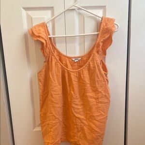 Orange Ruffled Sleeveless Top